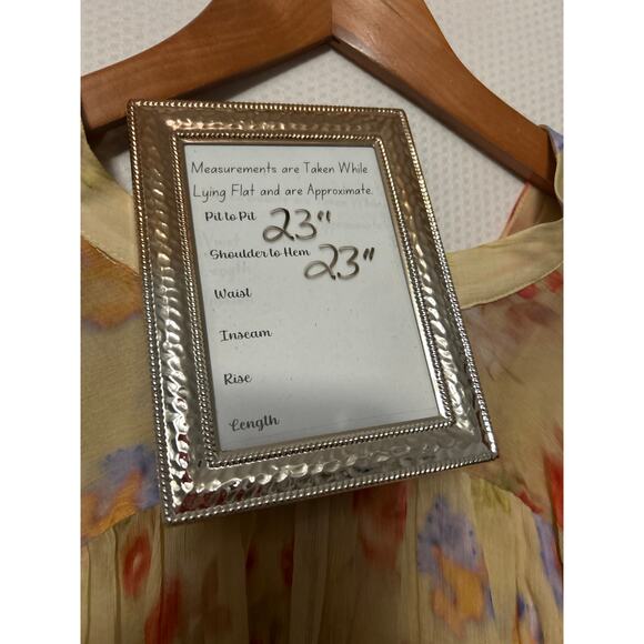 Zara Woman's Small Sheer Floral Blouse Yellow Multicolor Button Front Boho Top - Picture 7 of 8